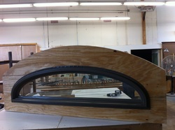 curved window, tiny house, caravan, vardo, curved roof, end wall, framing, curved window